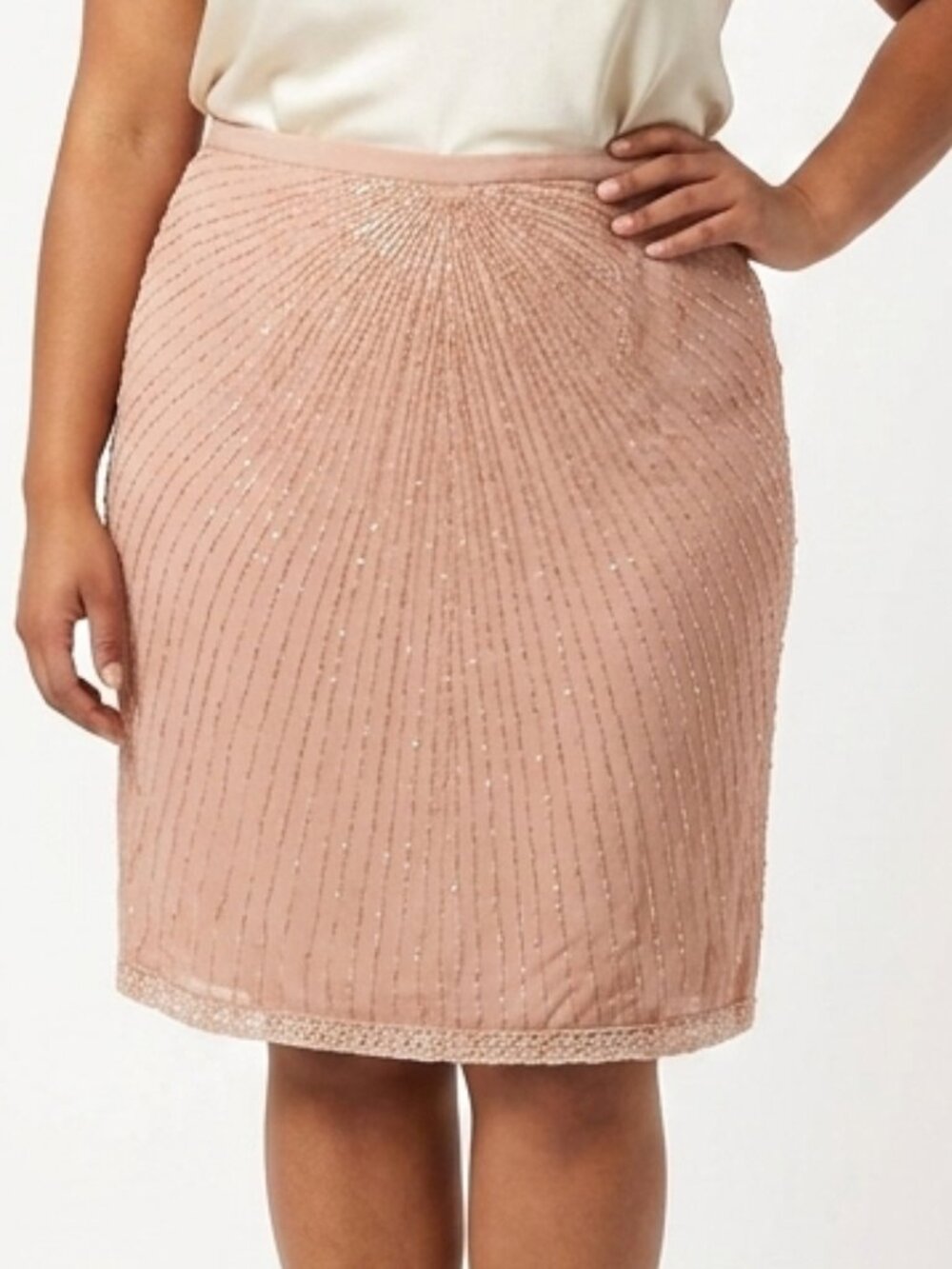 Sutton Studio/ Bloomingdales Beaded "Nude" Formal Pencil Skirt NEW- Sz.18